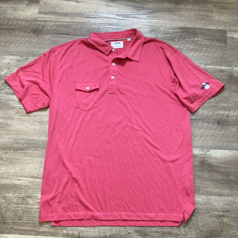 Linksoul Mens XL Luxury Cotton Polo Shirt Coral Pink Arrowhead Golf Short Sleeve - Picture 2 of 9